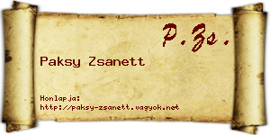 Paksy Zsanett névjegykártya